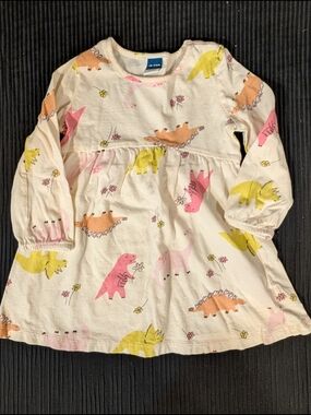Old Navy Cream Toddler Dress with Pink, Yellow, Orange Prints